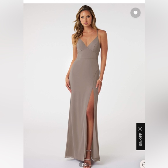 Azazie Becca Taupe Bridesmaid Dress - Picture 2 of 6